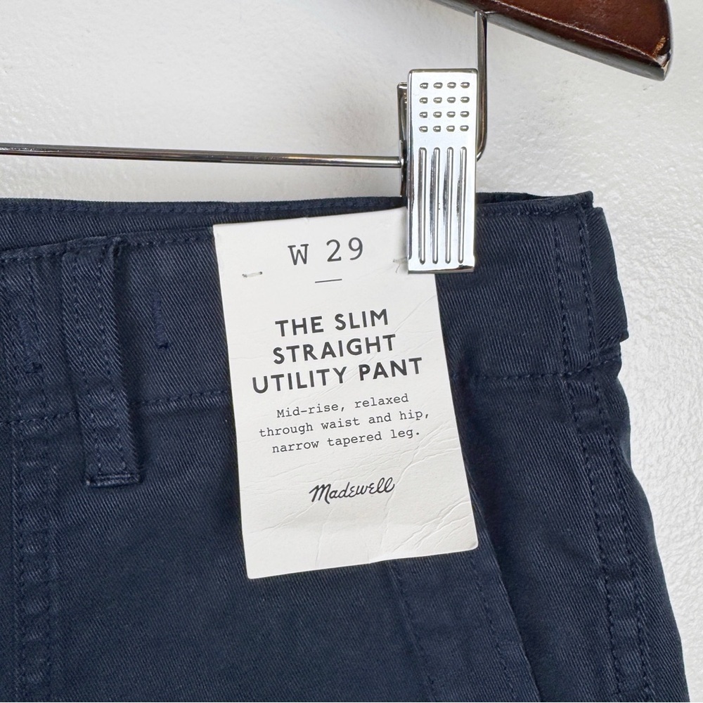 Madewell Slim Straight Utility Pants Garment Dye Deep Indigo Size 29 NWT - Picture 6 of 11